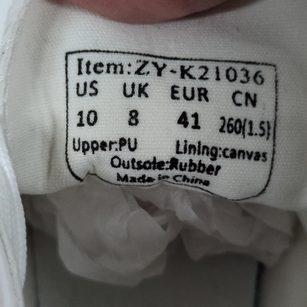 White Faux Leather Sneakers Womens Size 10 NWOT - Picture 3 of 14